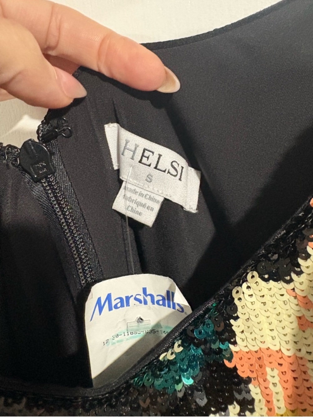 Sequin Floral Midi Slip Dress in Black and Green - Picture 3 of 5